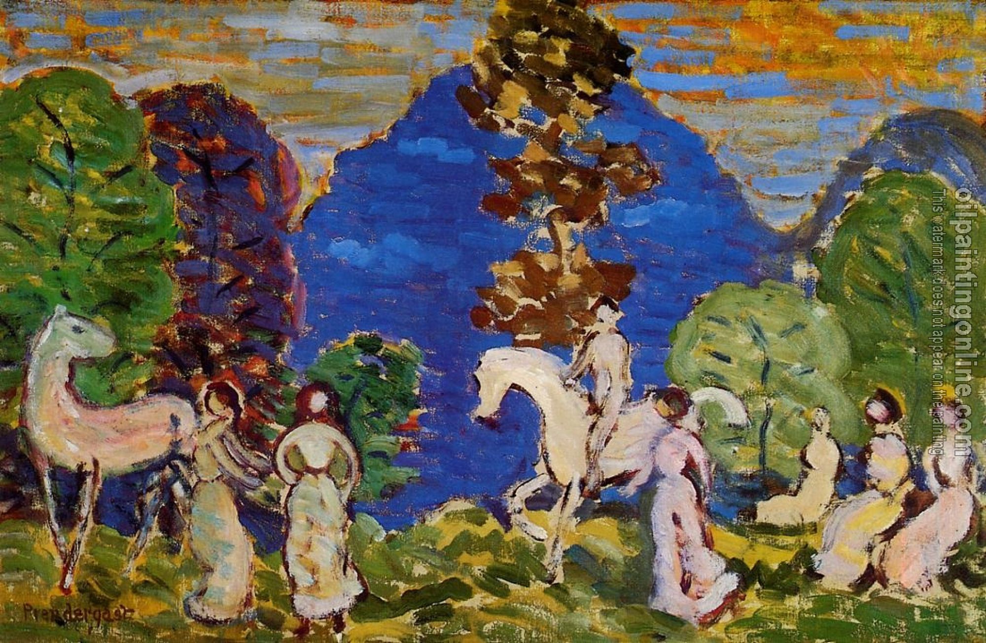 Prendergast, Maurice Brazil - Rider against Blue Hills